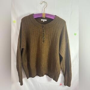 Madewell Brown Merino Wool Alpaca Bowden Cabincore Henley Sweater Women’s L
